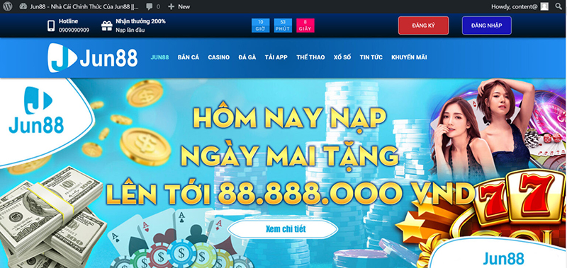 Chương trình khuyến mãi khủng tại nhà cái Jun88 Chương trình khuyến mãi khủng tại nhà cái Jun88